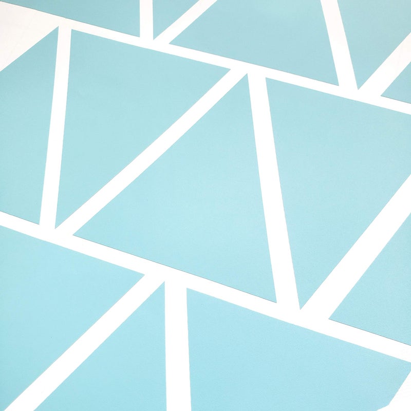 The Boho Design Tribal Triangles Wall Decals Peel and Stick for Kids, Baby Bedroom Nursery and Living Room, Vinyl Wall Stickers Decor (Grey and Light Blue) - Image 4